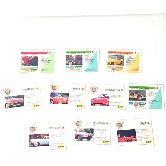 10 Amazing Sports Cars Collector's Cards - Ferrari, Porsche, Jaguar... - Picture 2 of 2